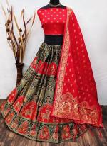 Heavy Brocade Red Festival Wear Embroidery Work Lehenga Choli( Only In Size 34 To 40)